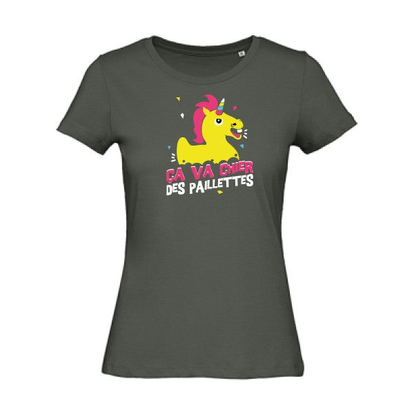 ça va chier des paillettes   T-shirt femme bio