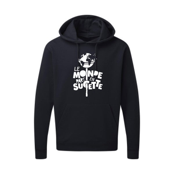 Le Monde part en Sucette Blanc Sweat capuche homme 