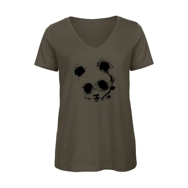 panda    T-shirt femme bio col V