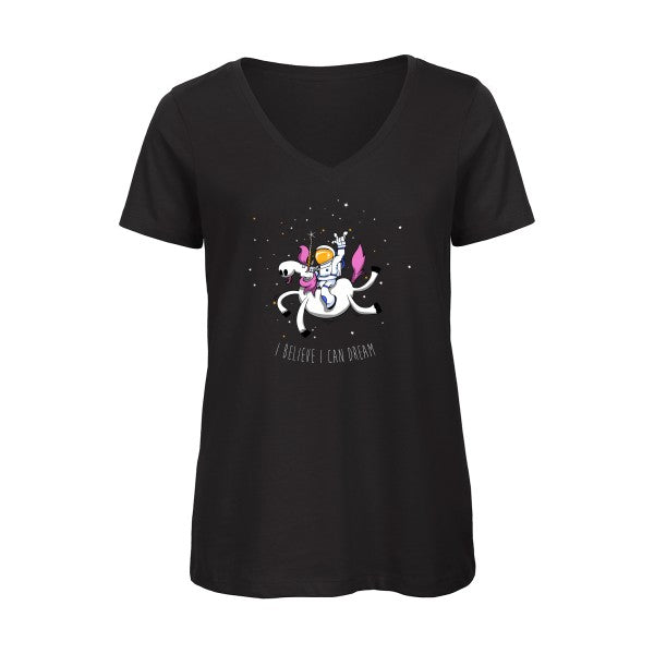 Space Rodéo Licorne    T-shirt femme bio col V