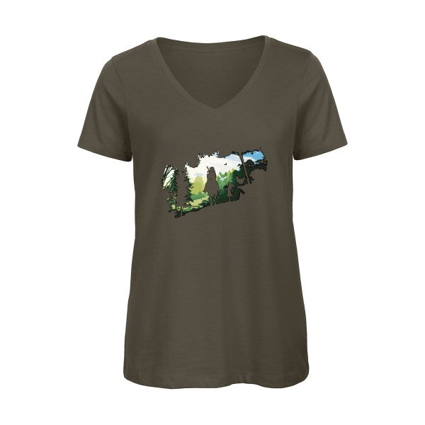 Adventure link    T-shirt femme bio col V