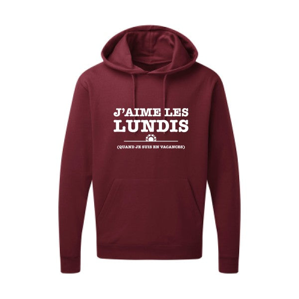 J'aime les lundis quand... Blanc Sweat capuche homme 