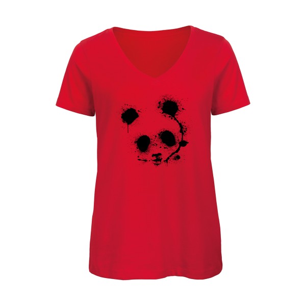 panda    T-shirt femme bio col V