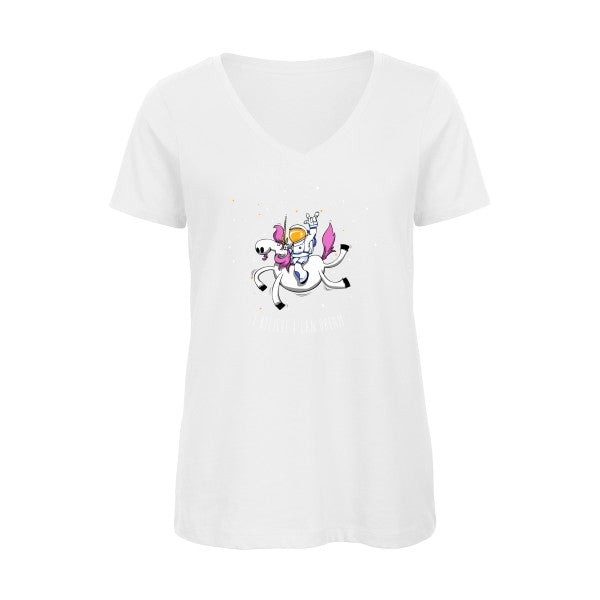 Space Rodéo Licorne    T-shirt femme bio col V