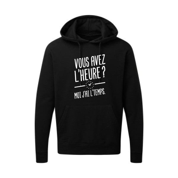 Vous avez l'heure? Moi j'ai l'temps. Blanc Sweat capuche homme 