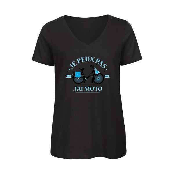 Je peux pas j'ai moto    T-shirt femme bio col V