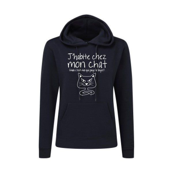 J'habite chez mon chat Blanc  - Sweatshirt Sweat capuche femme