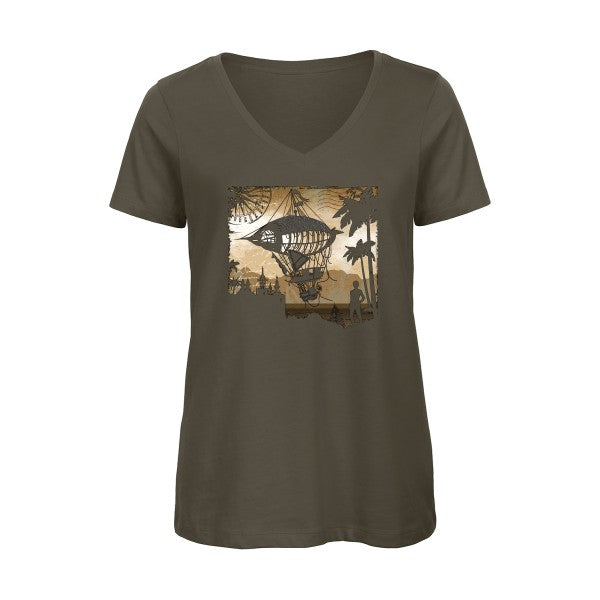 Carnet de voyage    T-shirt femme bio col V