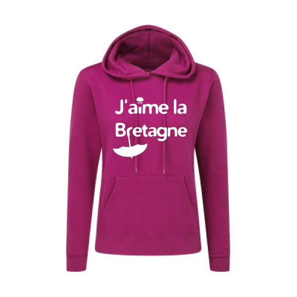 J'aime la Bretagne Blanc  - Sweatshirt Sweat capuche femme