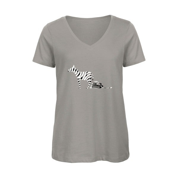 Zèbre    T-shirt femme bio col V