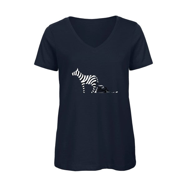 Zèbre    T-shirt femme bio col V