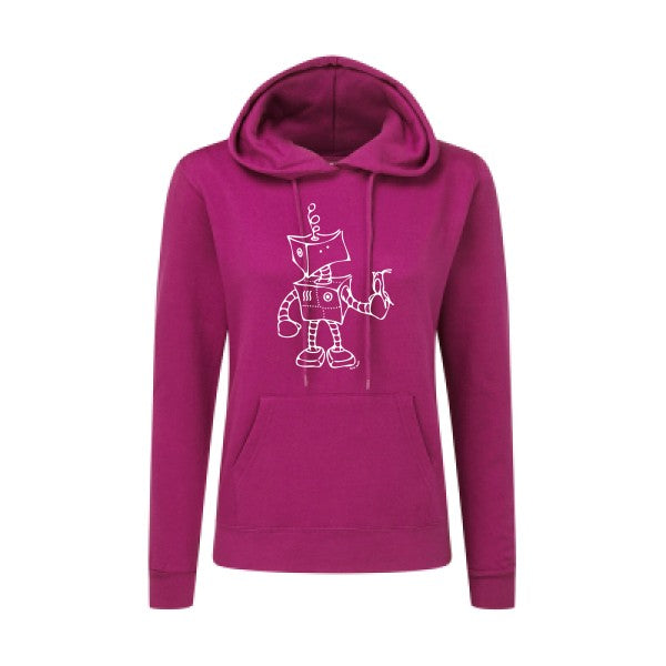 Robot & Bird Blanc  - Sweatshirt Sweat capuche femme