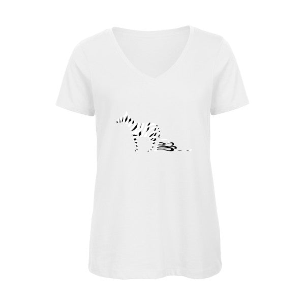 Zèbre    T-shirt femme bio col V