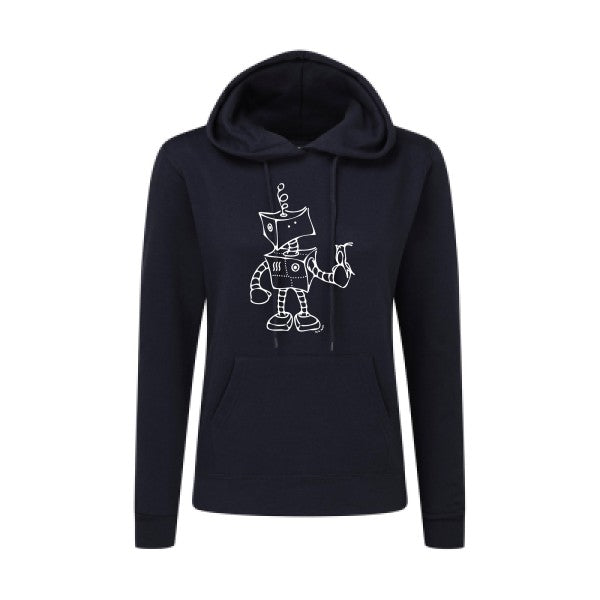 Robot & Bird Blanc  - Sweatshirt Sweat capuche femme