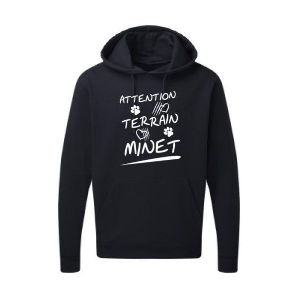 Attention Terrain Minet Blanc Sweat capuche homme 