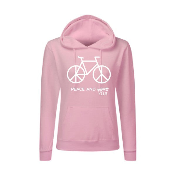 Peace and vélo Blanc  - Sweatshirt Sweat capuche femme