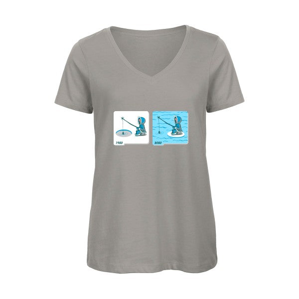 Fishing in Arctic    T-shirt femme bio col V