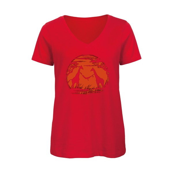 girafe    T-shirt femme bio col V