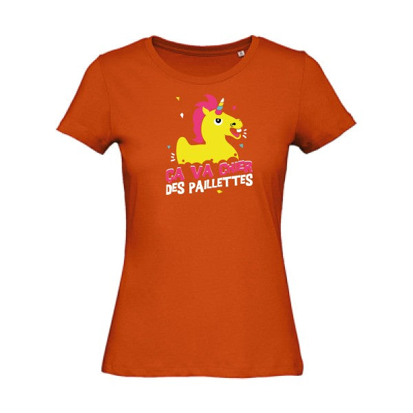 ça va chier des paillettes   T-shirt femme bio