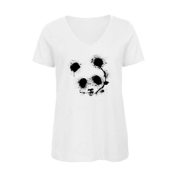 panda    T-shirt femme bio col V