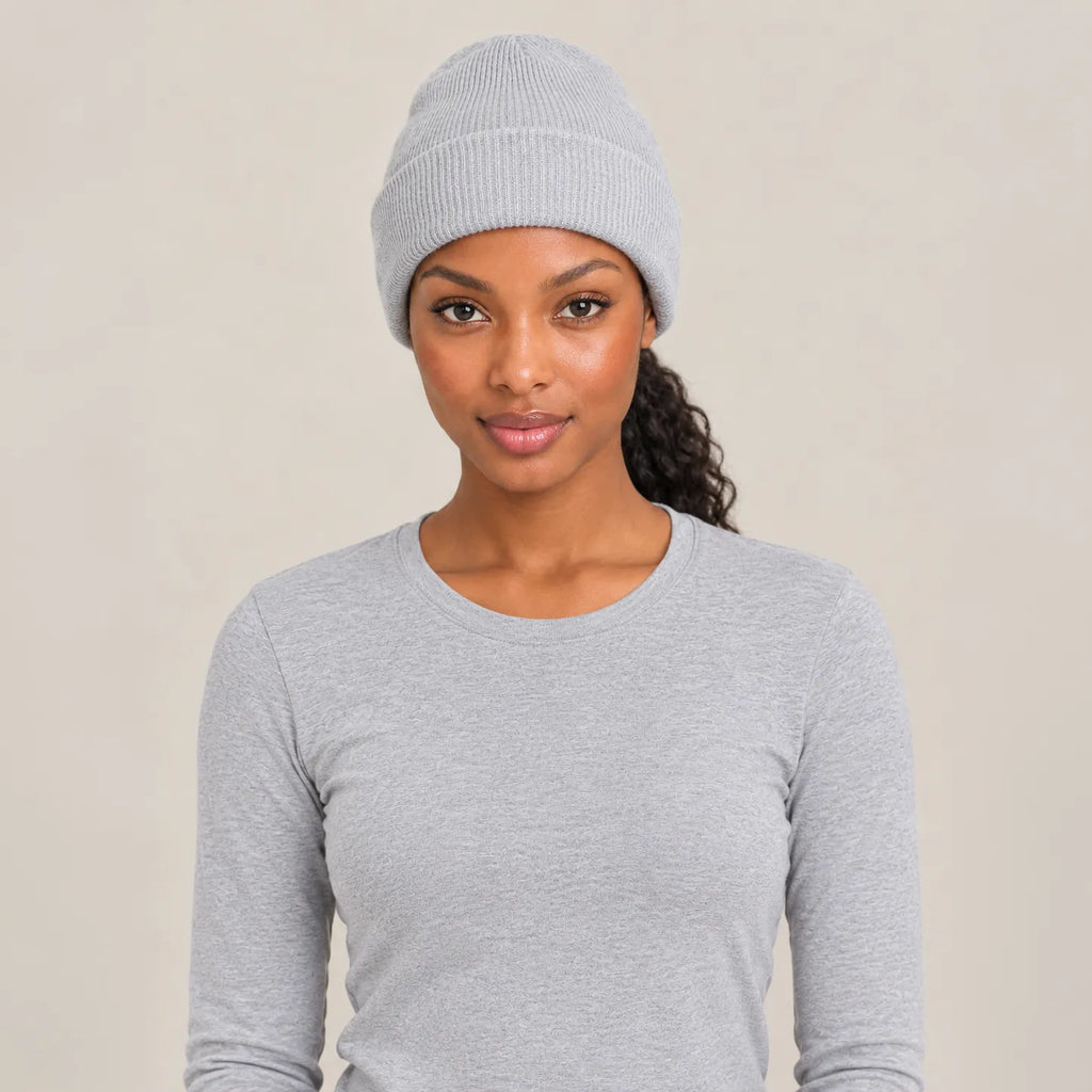 Bonnet à revers doux en acrylique – Maille doublée
