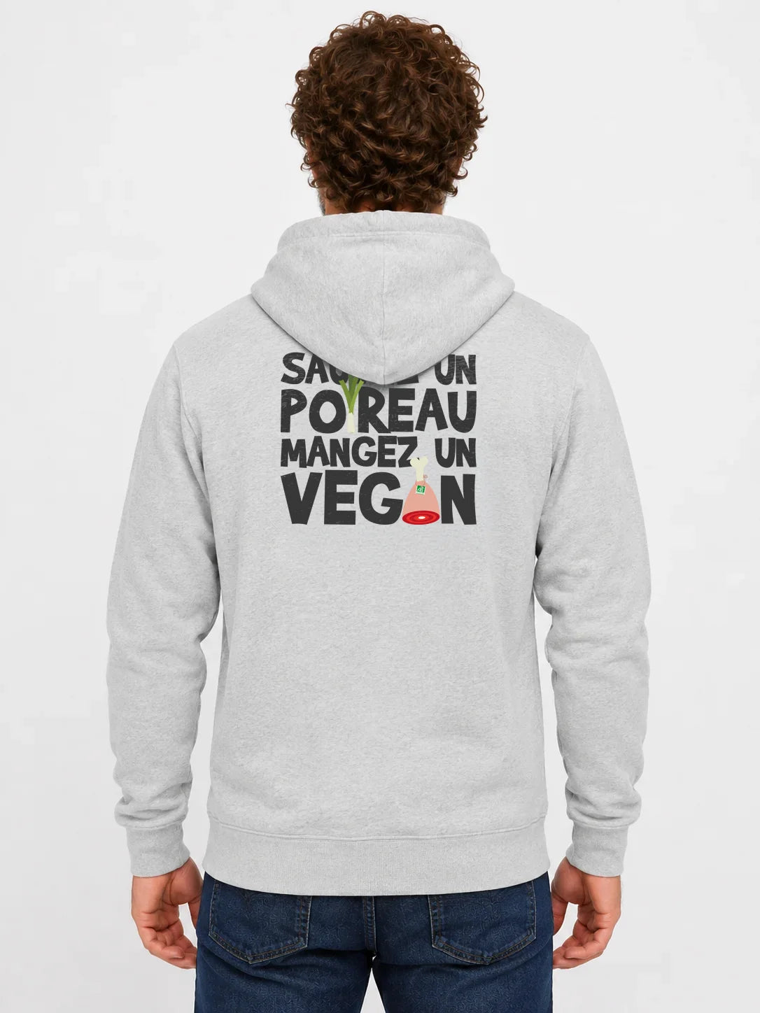 sweat à capuche homme original vegan-poireau