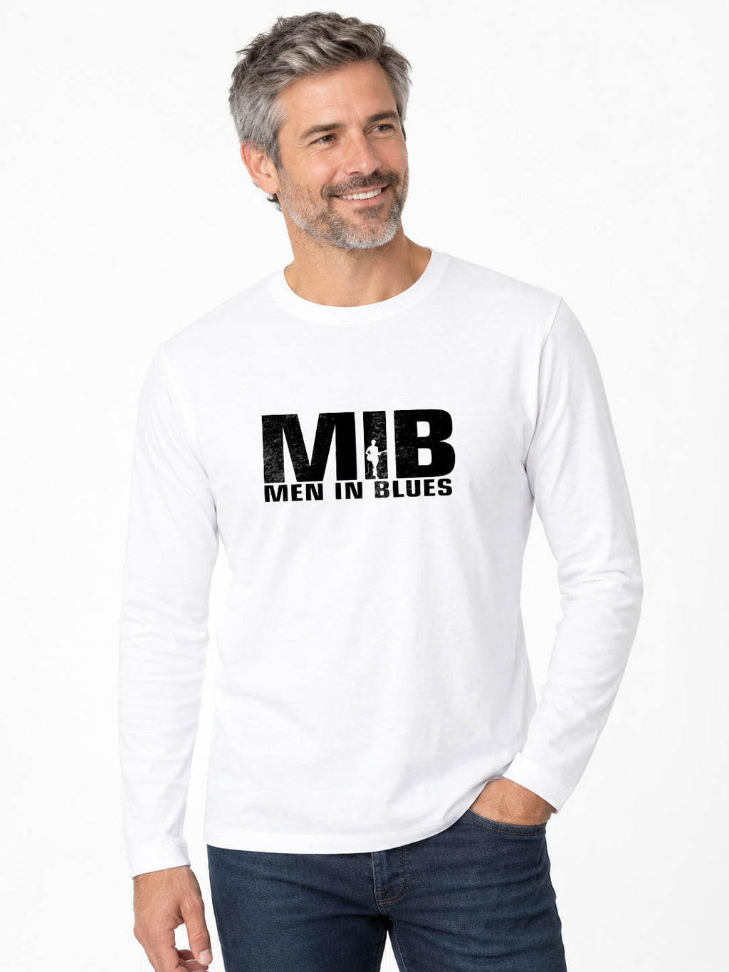 Men in blues T-shirt original manches longues 190G