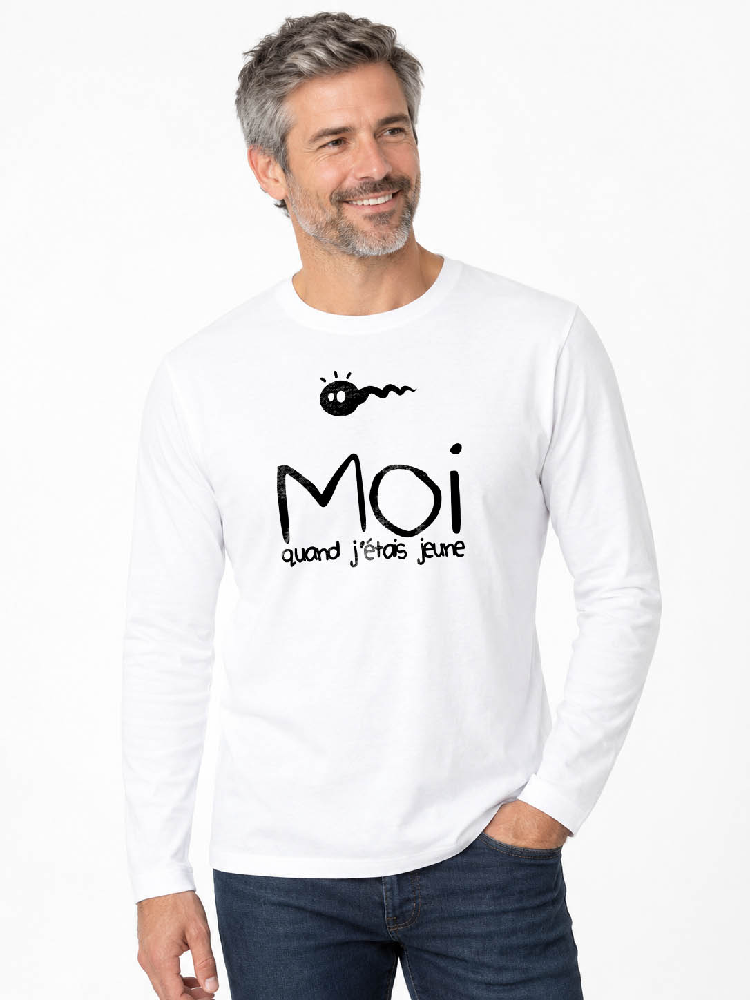 Ich, als ich jung war – originelles Langarm-T-Shirt, 190 g