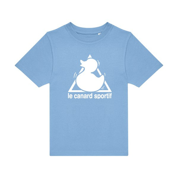 T-shirt original enfant Canard-Sportif couleur Sky Blue- flex Blanc