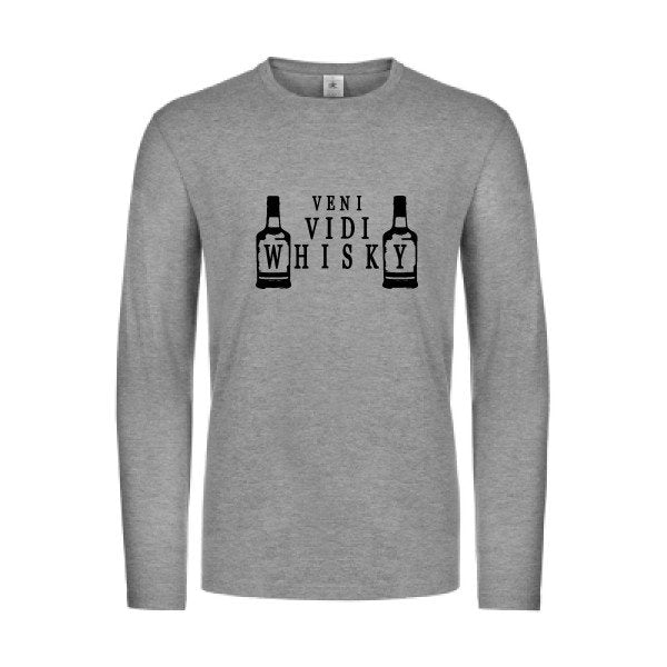 veni vidi whisky - t shirt- manches- longues- original- humour- Sport Grey impression Face