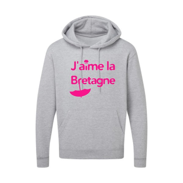 J'aime la Bretagne |Sweat  capuche humoristique Rose fluo 