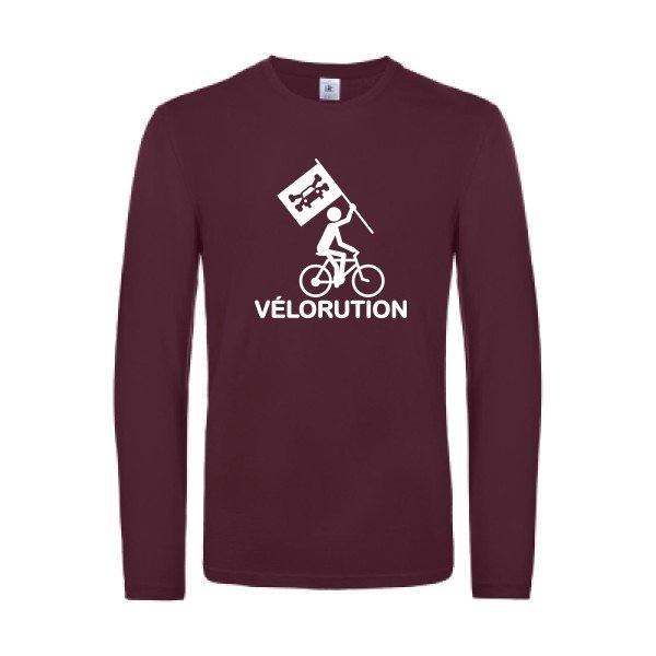 velorution - t shirt- manches- longues- original- humour- Burgundy impression Face