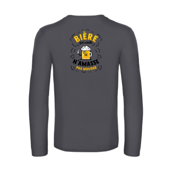 biere-qui-roule-t-shirt-manches-longues-original-humour -Dark Grey