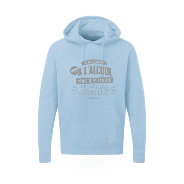 Non à l'alcool  |Sweat  capuche humoristique Gris 