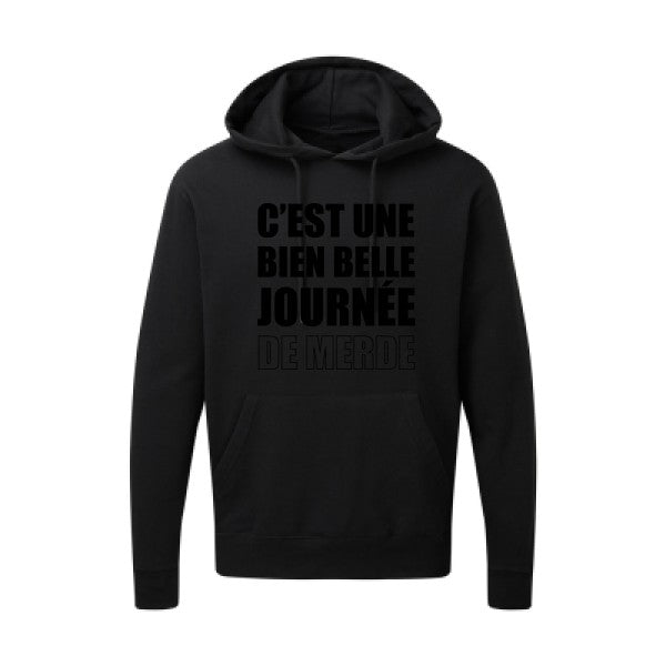 Journée de m... Noir |Sweat capuche imprimé homme