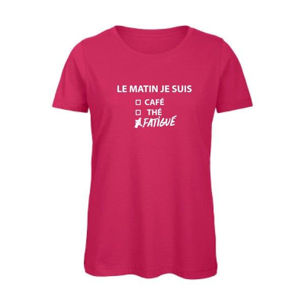 T shirt humour bio femme   femme bio|Le matin je suis... Blanc 