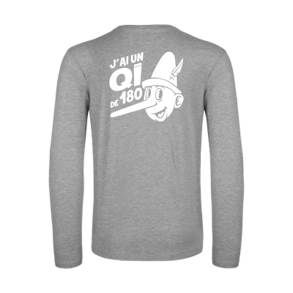 quotient intellectuel - t shirt- manches- longues- original- humour- Sport Grey impression Dos