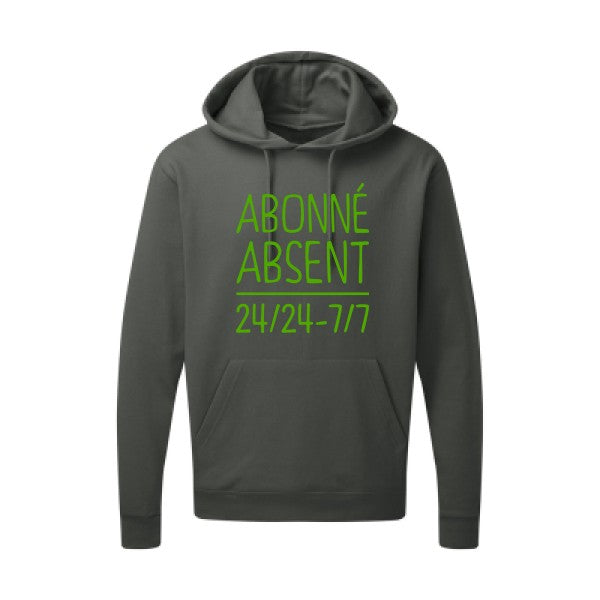 Abonné absent Vert pomme |Sweat capuche imprimé homme