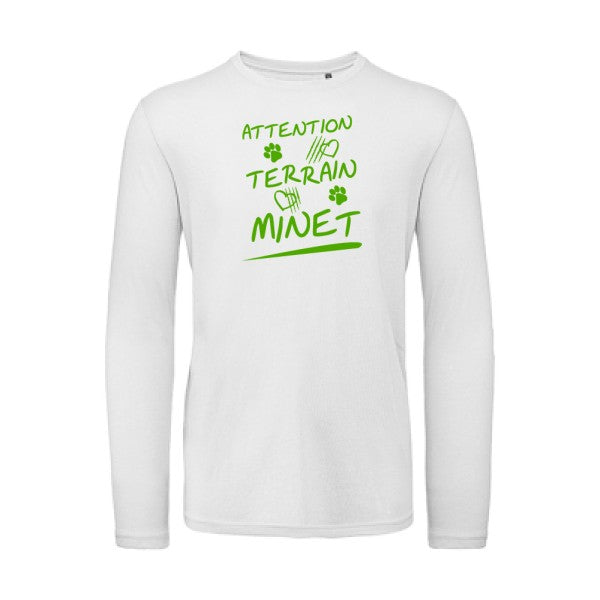 Attention Terrain Minet Vert pomme |T-shirt bio manches longues