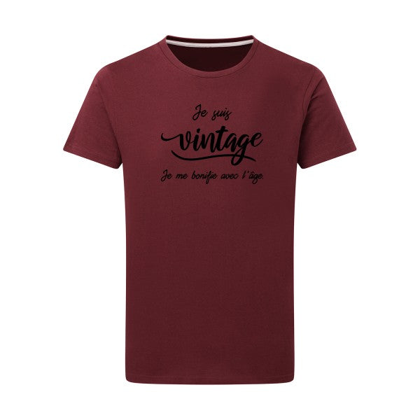 Je suis vintage  - Flex noir Tshirt original Burgundy  2XL