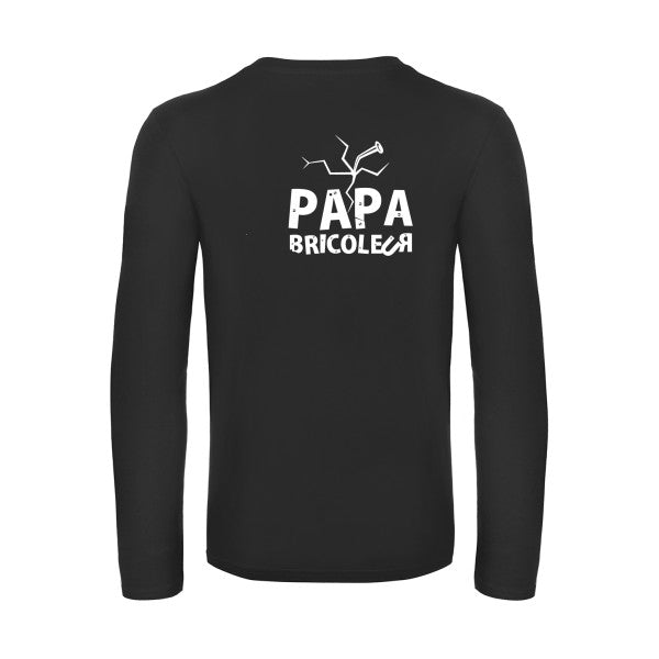 papa bricoleur - t shirt- manches- longues- original- humour- Black impression Dos