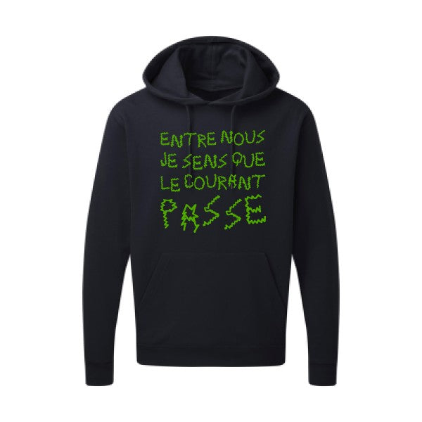 Entre nous, je sens que le courant passe ! |Sweat  capuche humoristique Vert pomme 