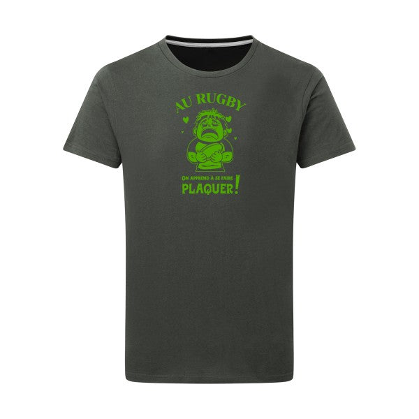 Au rugby, on apprend à se faire plaquer ! - Flex Vert pomme Tshirt original Charcoal  5XL