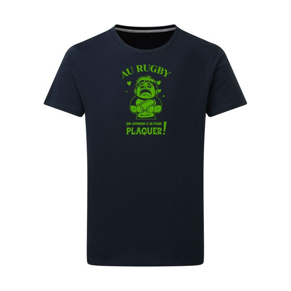 Au rugby, on apprend à se faire plaquer ! - Flex Vert pomme Tshirt original Navy  5XL