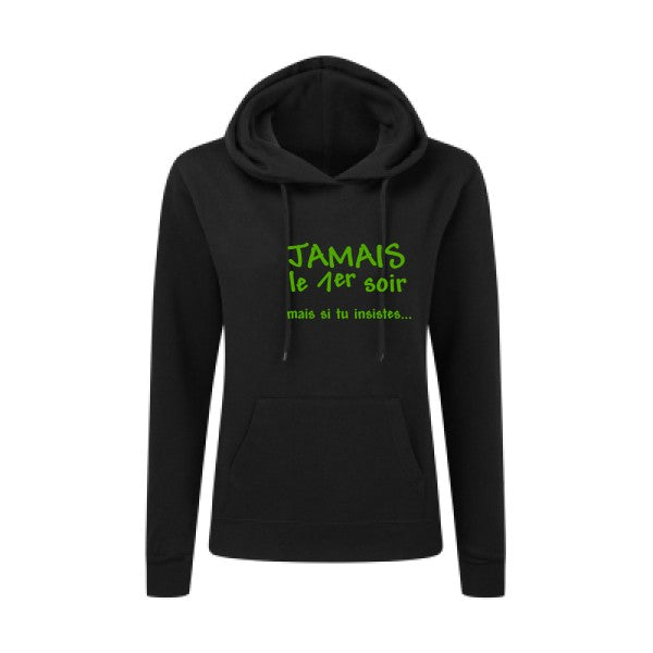 JAMAIS... Vert pomme |Sweat original à capuche Femme