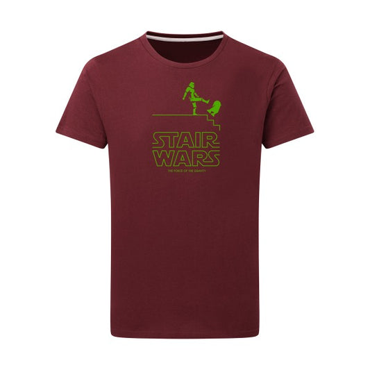 STAIR WARS vert pomme -Flex vert pomme sur T-shirt SG  Burgundy  2XL