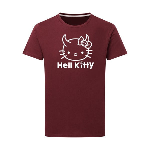 Hell Kitty Blanc -Flex Blanc sur T-shirt SG  Burgundy  2XL