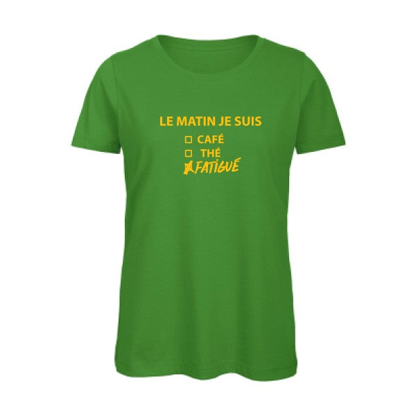 T shirt humour bio femme   femme bio|Le matin je suis... jaune Or 