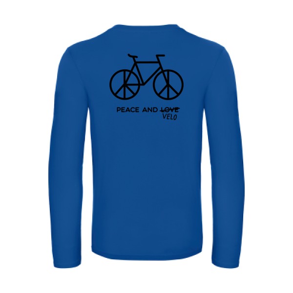 peace and velo - t shirt- manches- longues- original- humour- Royal Blue impression Dos