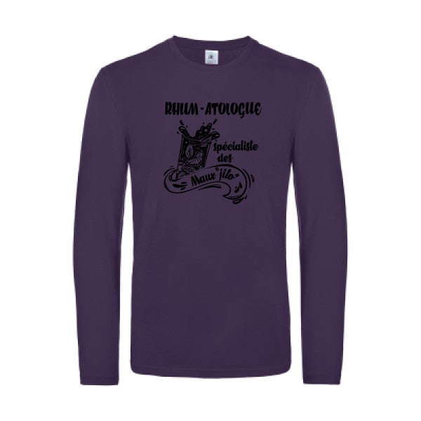 rhum atologue - t shirt- manches- longues- original- humour- Urban Purple impression Face